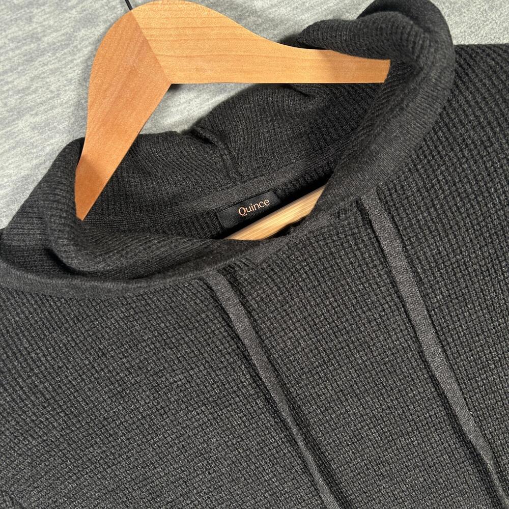 Quince Waffle Knit Hoodie Sweater Mens Large Gray Organic Cotton Cashmere